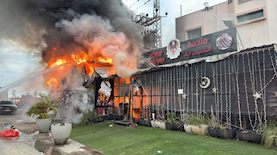 המסעדה בכפר קאסם בלהבות, צילום: דובר תחנת פתח תקווה